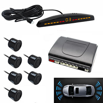 6Pcs Sensors 22mm Size Car LED Monitor display Parking Sensor Kit Auto Reverse Backup Alarm front and rear parking sensor PZ309-6