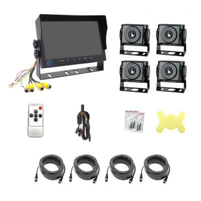 truck  AHD camera rear view 9 inch quad split screen monitor rearview 120 degree night vision security  360 truck camera system PZ613-4AHD