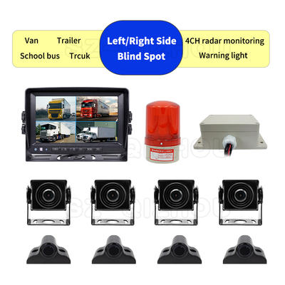 Truck left/right side blind spot detect parking sensor with 7 inch display 4pcs ahd backup camera dvr cctv system PZ621-AHD