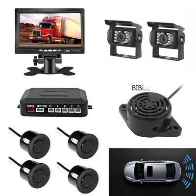 24 volt 170 degree vehicle  truck car top view back up ccrv 7inch lcd monitor front rear view camera parking sensor system PZ608-2