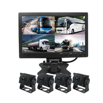 4 Ways 360 quad view truck 10.1 inch lcd monitor AHD front rear left right side view camera system PZ614-4AHD