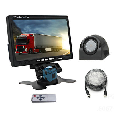 Truck left right side view camera 7 inch stand alone bracket monitor with 4 pin/rca cable connector PZ708+PZ502