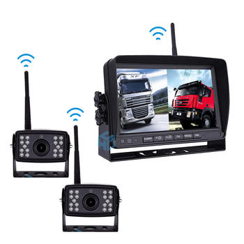 2.4Ghz 24V Wireless truck camera split screen 7 inch monitor front rear view camera  system PZ607-W-2D