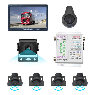 rear view backup camera with 7 inch monitor with 4pcs parking sensor system